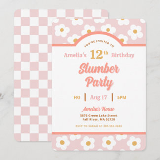 Retro Daisy Birthday Slumber Party Einladung