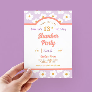 Retro Daisy Birthday Slumber Party Einladung
