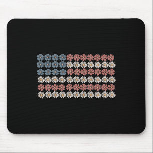 Retro Daisy Blume American Flag Frauen 4. Juli Mousepad