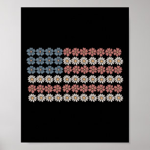 Retro Daisy Blume American Flag Frauen 4. Juli Poster
