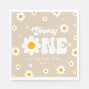 Retro Daisy Blume Groovy 1. Geburtstag Party Serviette