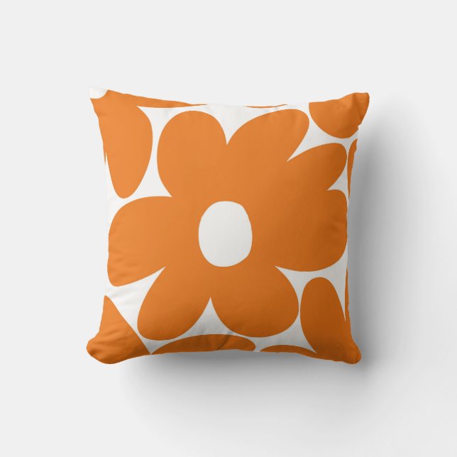 Retro Daisy Blume in Orange #1 #floral #pattern  Kissen (Vorderseite)