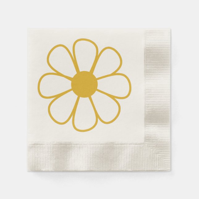 Retro Daisy Blume Single in Senfgelb Serviette (Vorderseite)