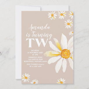 Retro Daisy Blume Zweite Geburtstagsparty Einladung