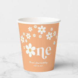 Retro daisy boho 1. Geburtstag Pappbecher