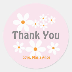Retro daisy boho Blumengeburtstag vielen Dank Runder Aufkleber