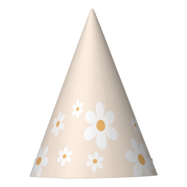 Retro daisy boho Creme Party Hat Partyhütchen (Vorderseite)