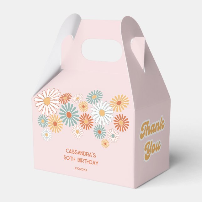Retro Daisy Boho Groovy Floral Birthday Geschenkschachtel (Vorderseite)