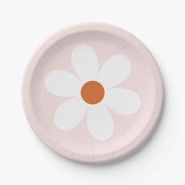 Retro Daisy Boho Papierplatte Pappteller (Vorderseite)