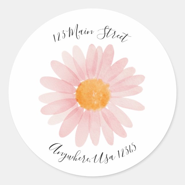 Retro daisy boho return address label runder aufkleber (Vorderseite)