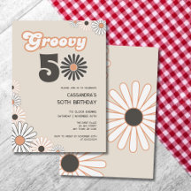 Retro Daisy Boho Terracotta Natural 50th Birthday