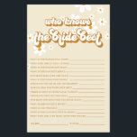 Retro Daisy Brautparty Game Flyer<br><div class="desc">Wer kennt das Bride Best Brautparty Spiel? Retro dunkles Design.</div>