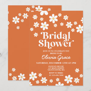 Retro Daisy Burnt Orange Brautparty Einladung