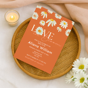 Retro Daisy Burnt Orange Bridal Shower Invitation