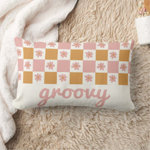 Retro Daisy Checkerboard-Muster Lendenkissen