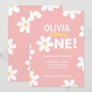 Retro Daisy Einladungen zum ersten Geburtstag