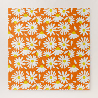 Retro daisy floral: orange Vintag.