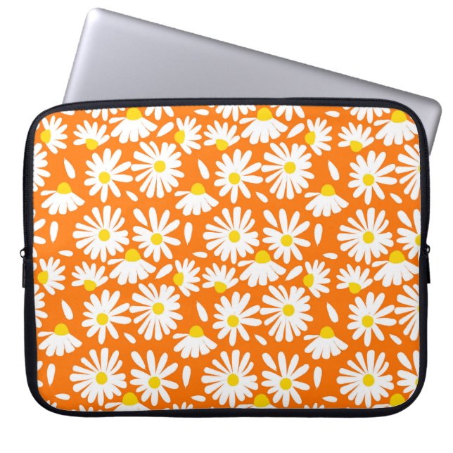 Retro daisy floral: orange Vintag. Laptopschutzhülle (Vorderseite)