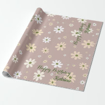 Retro Daisy Floral Pattern Personalisiert Geburtst