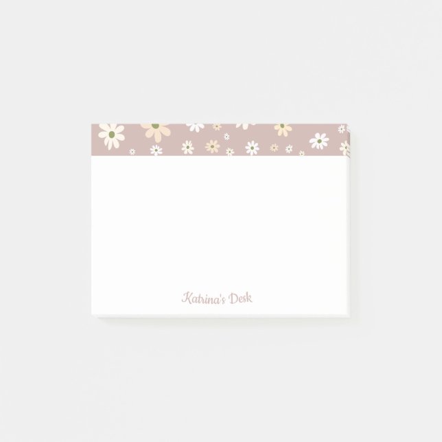 Retro Daisy Floral Pattern Personalisiert Post-it Klebezettel (Vorderseite)