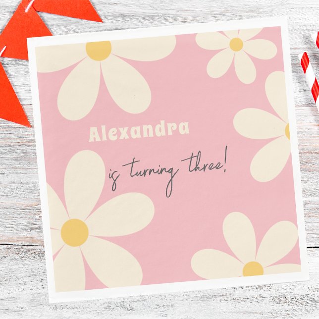 Retro Daisy floraler Kindergeburtstag Serviette (Von Creator hochgeladen)