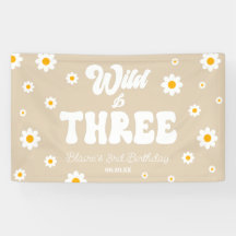 Retro Daisy Flower Wild & Three 3rd Birthday Party