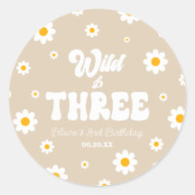 Retro Daisy Flower Wild & Three 3rd Birthday Party