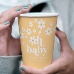 Retro Daisy gelb Oh Baby Duschpapier Tassen Pappbecher