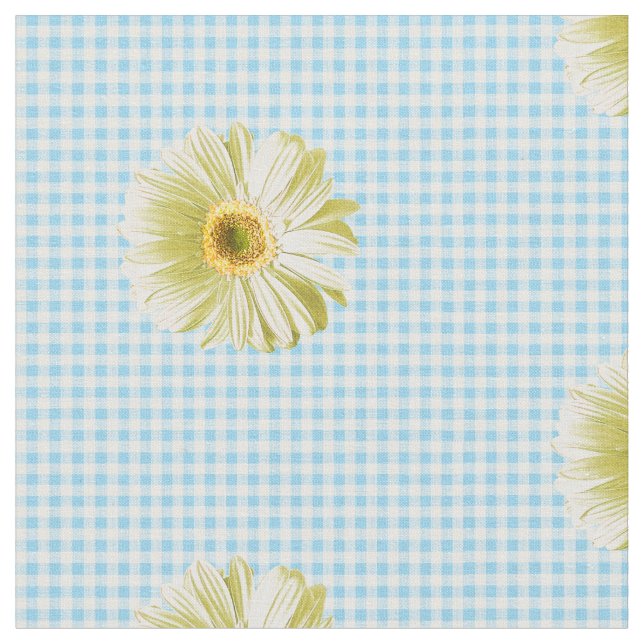 Retro Daisy Gingham Pattern Stoff (Nahaufnahme)