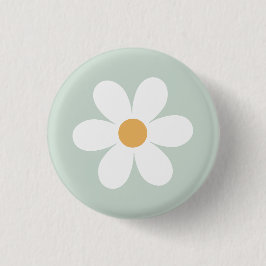 Retro daisy green boho button