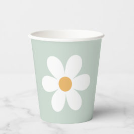 Retro daisy green boho pappbecher