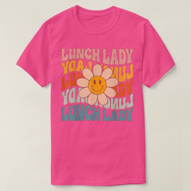Retro Daisy Groovy Lunch Lady Cafeteria First 100 T-Shirt (Design vorne)