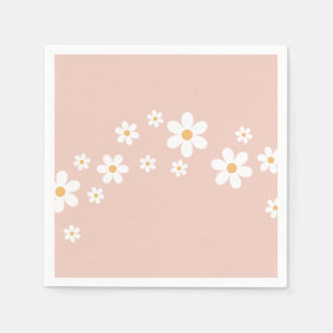 Retro Daisy Groovy Pink Blume Serviette