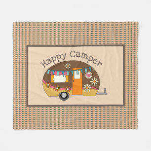 Retro Daisy Happy Camper Fleecedecke