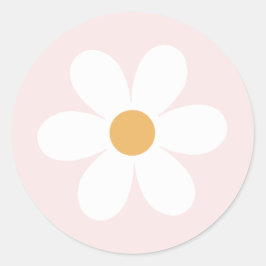 Retro daisy hellrosa boho runder aufkleber