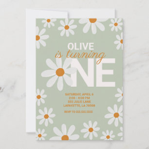 Retro Daisy Invitations de fête d'anniversaire