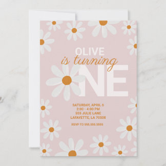 Retro Daisy Invitations de fête d'anniversaire