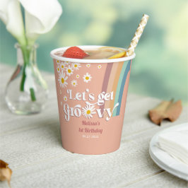 Retro Daisy Lass uns Groovy Birthday holen Pappbecher