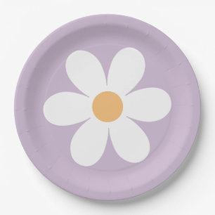 Retro Daisy lila Papier Teller
