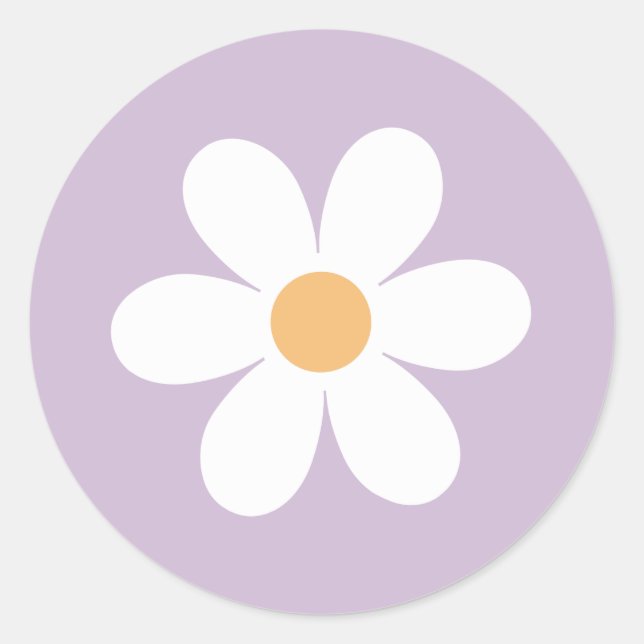 Retro Daisy lila Runder Aufkleber (Vorderseite)
