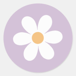 Retro Daisy lila Runder Aufkleber