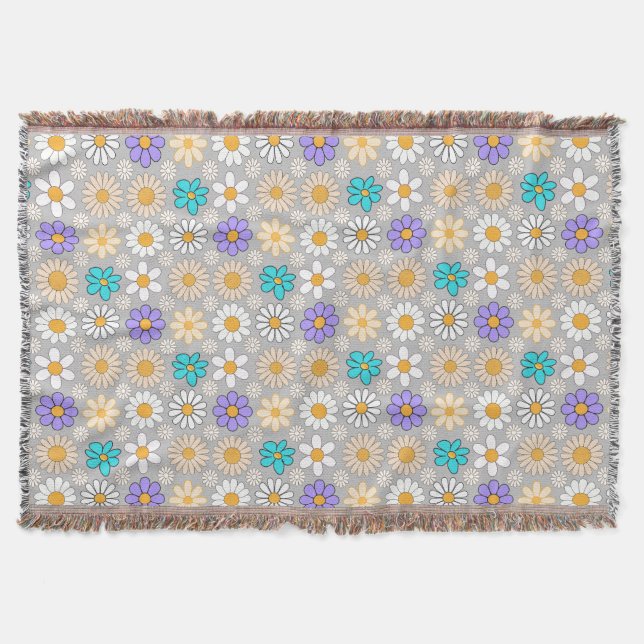 Retro Daisy Muster Simple.01. Gray BG Decke (Vorderseite)