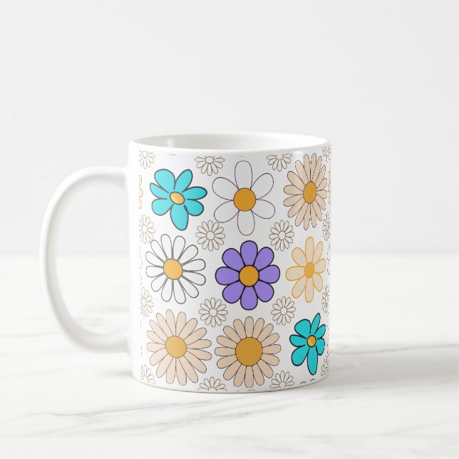 Retro Daisy Muster Simple.01. Kein BG Kaffeetasse (Links)