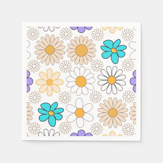 Retro Daisy Muster Simple.01. Kein BG Serviette (Vorderseite)
