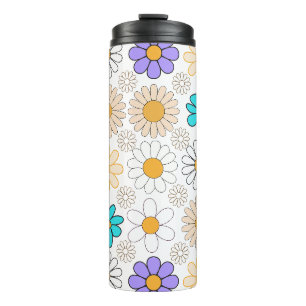 Retro Daisy Muster Simple.01. Kein BG Thermosbecher