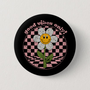 Retro Daisy Nur gute Vibes Button