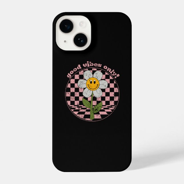 Retro Daisy | Nur gute Vibes iPhone 14 Hülle (Rückseite)