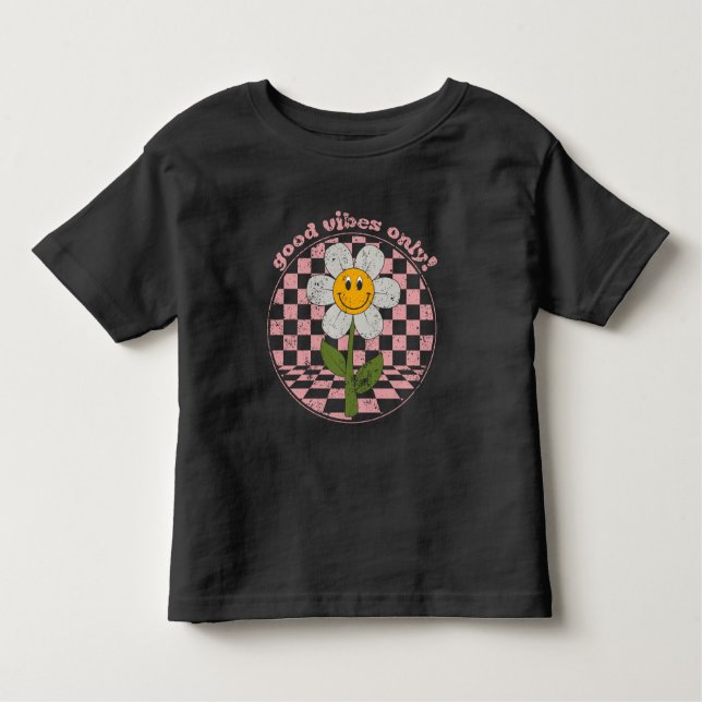 Retro Daisy | Nur gute Vibes Kleinkind T-shirt (Vorderseite)