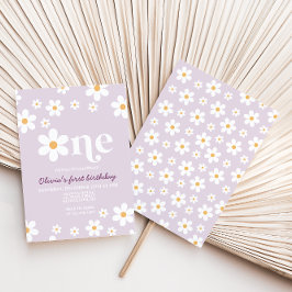 Retro Daisy One Floral 1. Geburtstag Einladung