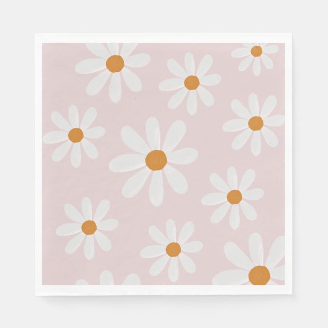 Retro Daisy Party Napkin Serviette (Vorderseite)
